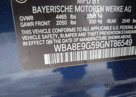 2016 BMW 328I из США, поврежденный, VIN WBA8E9G59GNT86549